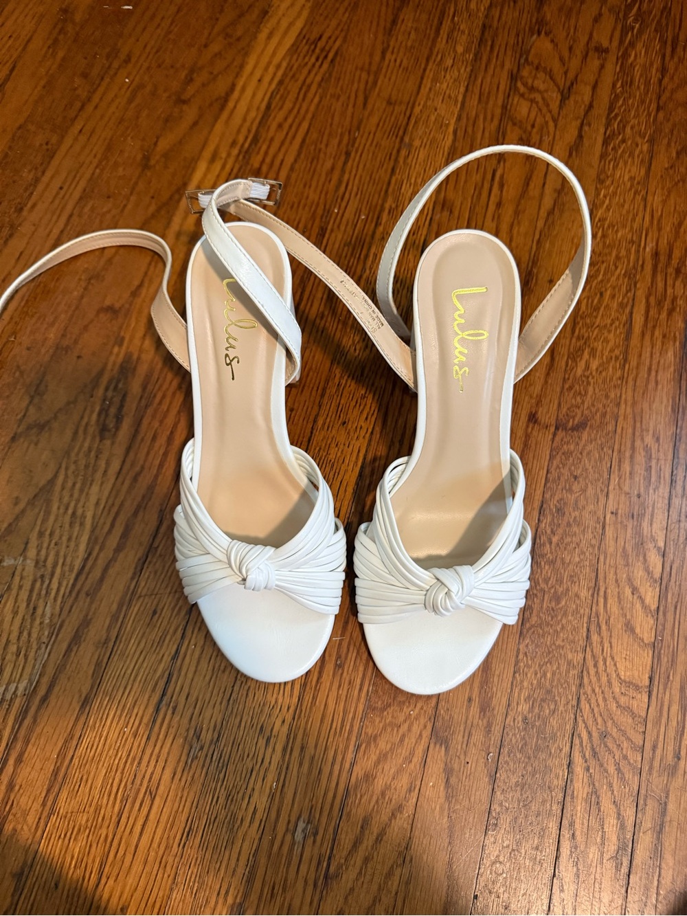 Lulu's Ivory Knotted Slingback Heels
